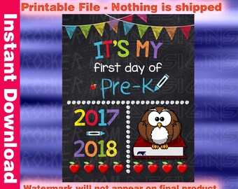 Pre-K sign, First Day Of School Sign, Printable Back To School Sign, Pre-K Chalkboard Sign, Back To School Chalkboard, Pre-k Poster Boy Girl