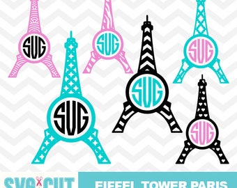 Eiffel Tower SVG Cut File, Eiffel Tower Cut File, Eiffel Tower Monogram, Paris SVG Cut File for Cameo and Cricut, I Love Paris, svg-033