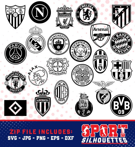 Bundle soccer champions silhouette logos sport silhouettes