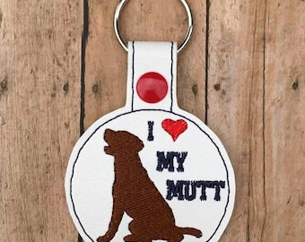 I Love My Mutt Key Ring, Dog Key Fob