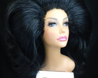 BUXOM - Large Styled Wig for Drag Queens, Theater, Burlesque in Jet Black