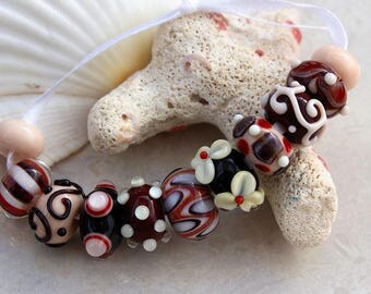 Elizabeth Creations AUTUMN WIND artisan lampwork handmade glass beads Sra
