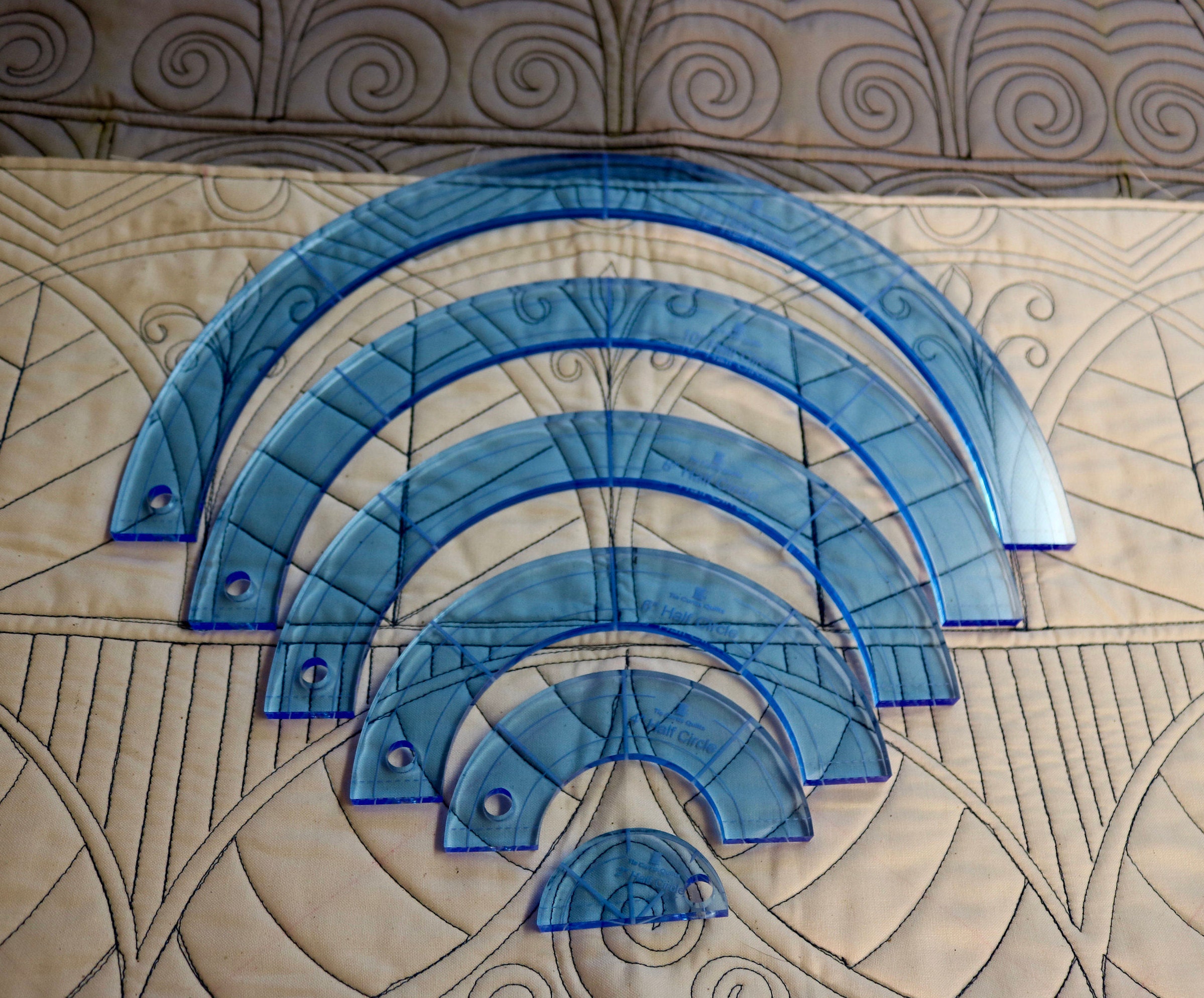 Set of 6 half Circle Rulers for long arm quilting