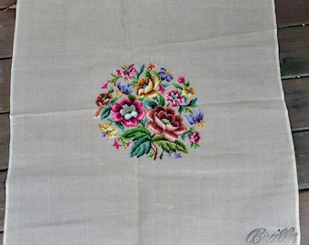 Vintage Floral Bucilla Preworked Needlepoint Canvas 29993/27, 27" X 27" - Large Decorator for Seat Cover, Pillow