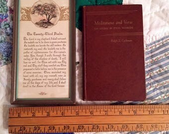 Religious Collectibles, Buzza Company 1940s Framed Wall Plaque, 23rd Psalm,1952 First Edition, Meditations and Verse Book Living in 2 Worlds