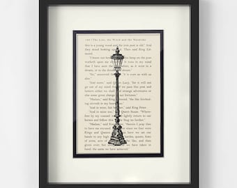 Narnia, Lamp Post Over Narnia The Lion Witch and The Wardrobe Book Page - Narnia Gift, The Chronicles of Narnia, CS Lewis, Narnia Art Print