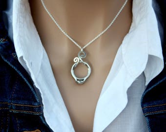 Magic Ring Holder Necklace, Wedding / Engagement Ring Holder Pendant, Argentium Sterling Silver
