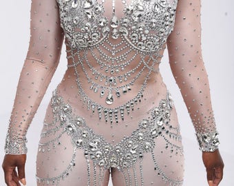 Rhinestone bodysuit | Etsy