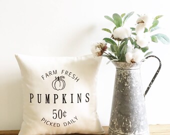 farm fresh pumpkins decorative pillow cover, pumpkin pillow, fall pillow fall decor, autumn decor, thanksgiving decor, farmhouse pillow