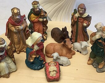 Vintage Ceramic 11 Piece Nativity Scene 1990s NEW IN BOX!