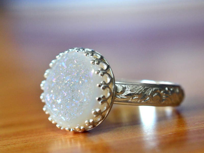 Silver shop rings games - Handmade Sterling Silver Cocktail Ring with Floral Motif