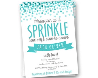 Baby Boy Sprinkle Invitations - Baby Boy Sprinkle Invitation - Turquoise Baby Shower Invitation