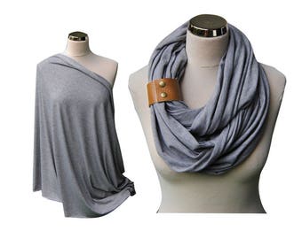 Nursing Scarf, Nursing Cover, baby shower gift, Breastfeeding Cover, Heather grey Nursing Scarf, infinity scarf