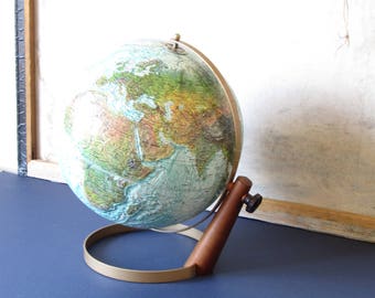 Vintage Replogle world globe, mid century style decor, Replogle 12 inch globe, world map, office decor