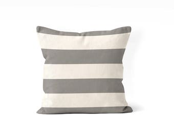 Farmhouse pillow covers 24x24 in set of 2 gray ticking pillow