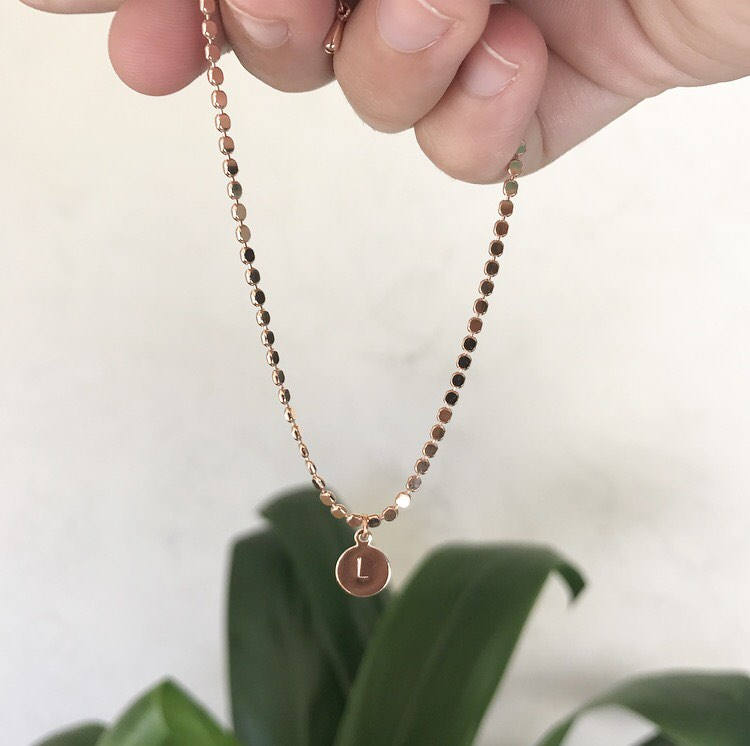 Rose Gold Dainty Initial Charm Bracelet