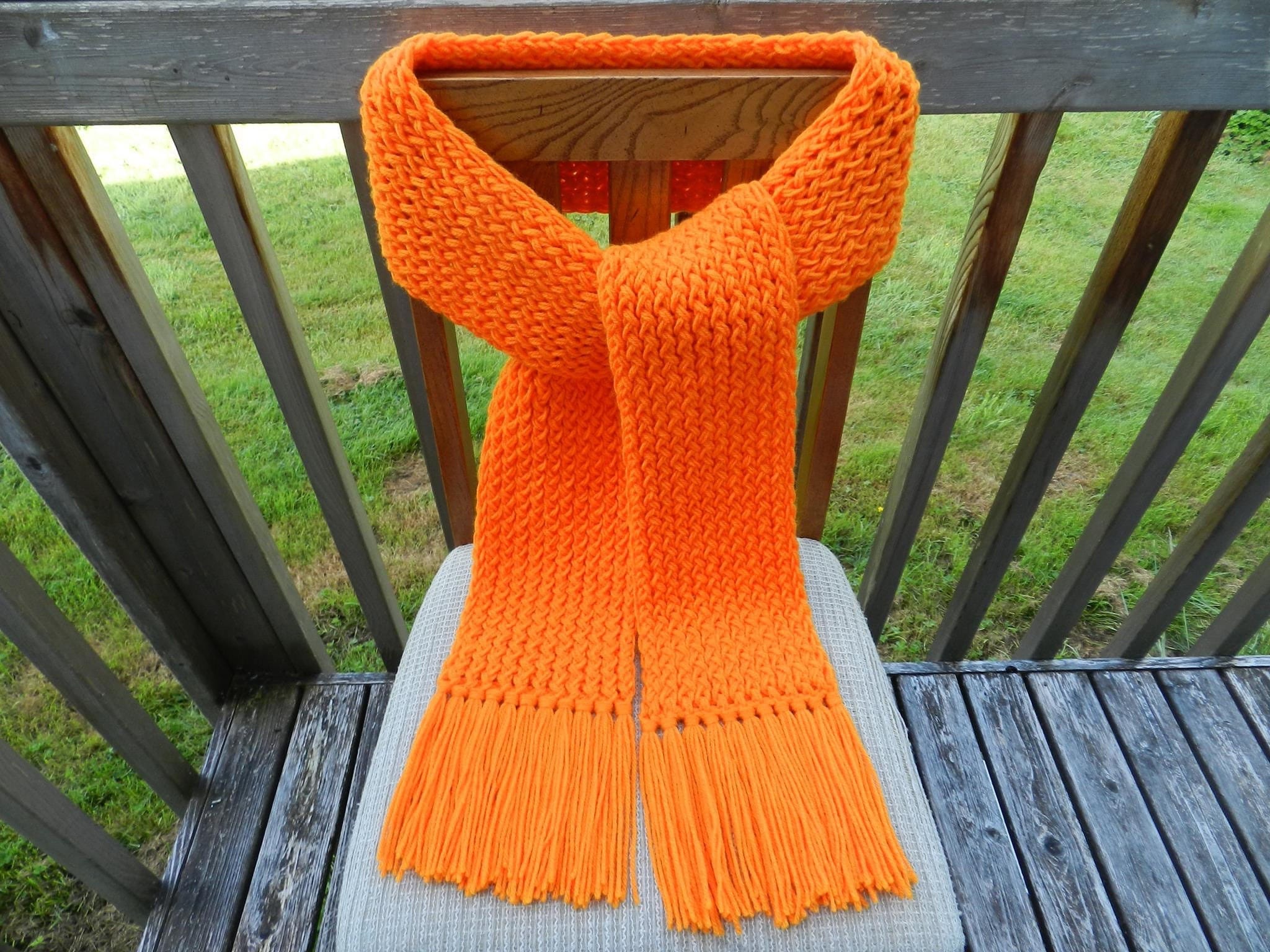 Orange Knit Scarf Winter Scarf Knit Scarf Bright Orange