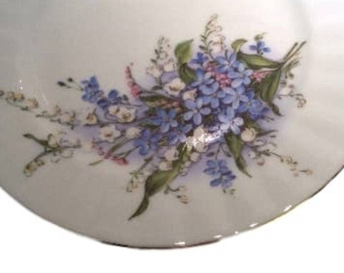 Rohn Porcelain German Plates, Vintage Dishes, Stadtlengsfeld, Germany, Blue and White, Floral Sprays