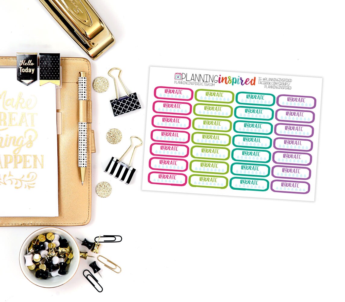 Hydrate Stickers Water Intake Tracking Stickers Set of 28