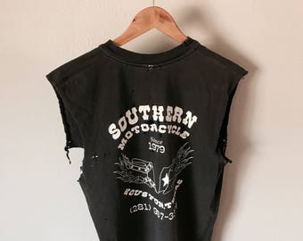 Thrashed Biker Cut Off Tee