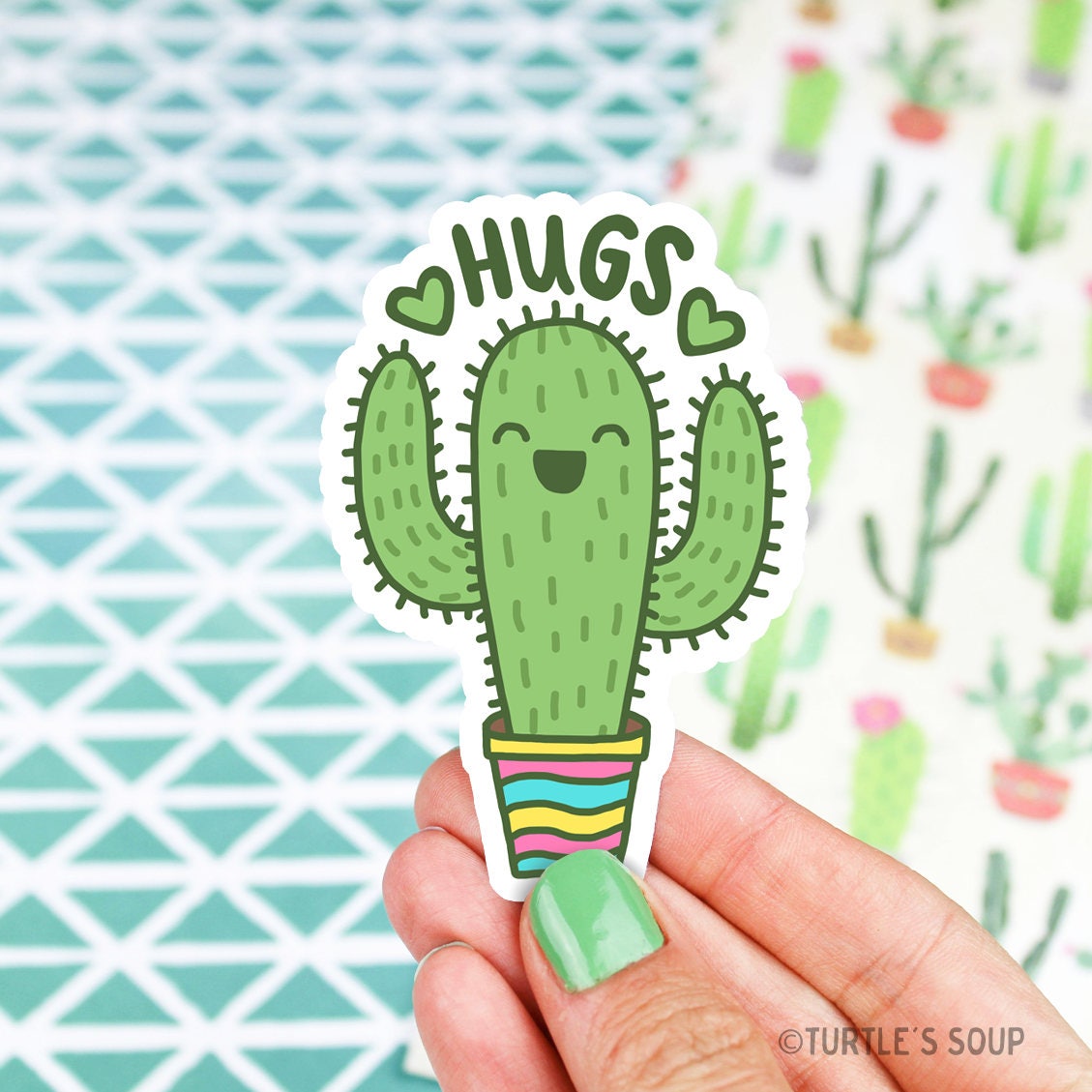 Cactus Sticker Hugs Sticker Cute Folder Stickers Vinyl