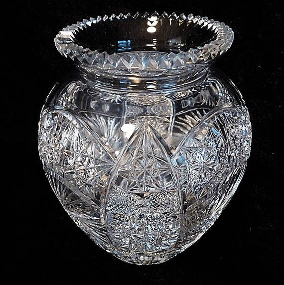 LARGE Cut Crystal Glass Vase / Wedding Table Reception / Elegant Home Decor / Interior Decorator / Housewarming