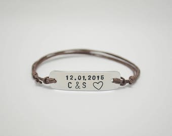 Couples bracelet, Engraved bracelet, Custom name, Name bracelet, Initial bracelet, Anniversary Bracelet, Wedding Anniversary, Husband, Wife