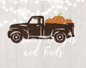 DIGITAL DOWNLOAD svg png fall truck tree retro vintage holiday pumpkin silhouette cricut cut file vinyl HTV boy girl shirt print