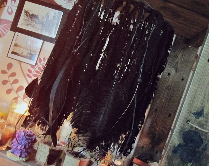 Witch Decor - Black Feathers Dreamcatcher Mobile - Gothic Home Decor - Bohemian Bedroom - Boho Mobile - Gothic Wedding Decor - Ready to Ship