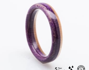 Recycled Skateboards Ring, Wooden Ring, Wedding ring Waterproof