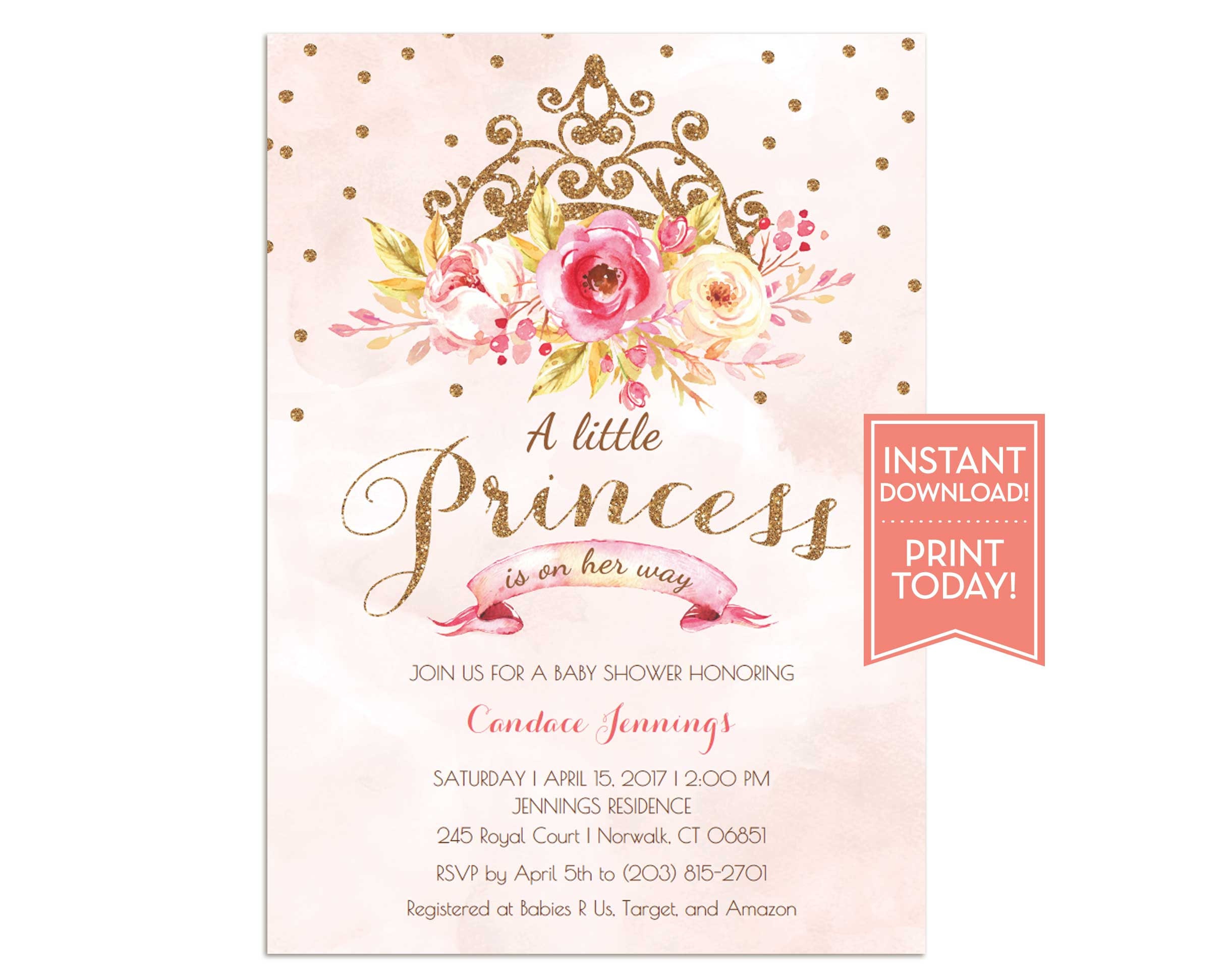 Baby Princess Baby Shower Invitations 7