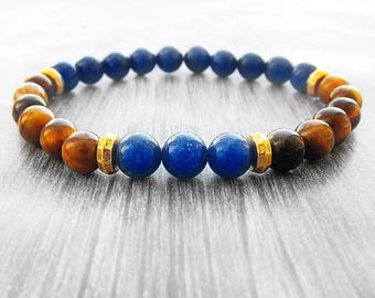 Throat chakra bracelet for Men bracelet Lapis lazuli bracelet lapis bracelet Harmony bracelet protection bracelet Tiger eye jewellery Mens