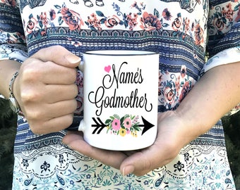 Godmother Gift - Floral Godmother Mug - Godmother Coffee Mug - Gift for Godmother - Christening Gift - Godparents - Godmother Proposal