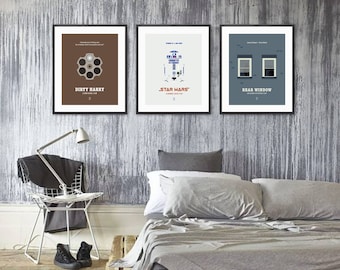 MOVIE POSTER SET - Star Wars Poster, Pulp Fiction Poster, Ferris Bueller, Sixteen Candles, The Godfather Poster, The Shining, Roman Holiday