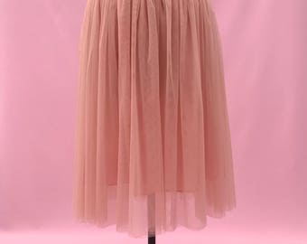 Blush pink ballerina tulle skirt with a satin waistband | calf length skirt| Bridal wear | prom wear