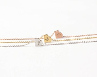 Initial Heart Necklace, Custom Heart Necklace, Single Charm Necklace, Dainty Necklace, Delicate Necklace, Bridesmaid Gift, Simple Necklace