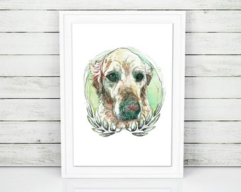 Custom pet portrait, pet portrait, custom pet print, watercolor dog portrait, dog print, pet print, dog poster, pet memorial portrait