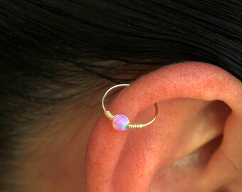 Opal Helix ring,opal helix piercing,22g helix piercing,gold helix piercing,helix piercing ring,helix piercing hoop,tiny helix piercing,