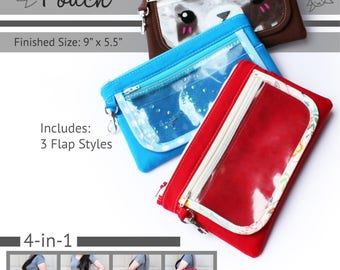 Flaptastic 4-in-1 Pouch **PDF Sewing Pattern** -Instant Download- clutch, crossbody, fanny pack, organizer