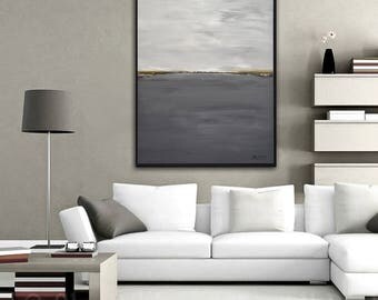 Large Original Painting Modern Contemporary Art Landscape 30 x 40 Abstract Handmade Gray Wall Art Acrylic Painting by Sky Whitman