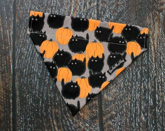 Halloween Dog Bandana, Over the Collar Bandana Made in the USA, Sizes for Big and Small Dogs- Black Cats