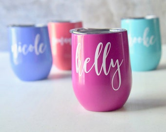 Swig Wine Tumbler Bridesmaid Gift - Bachelorette Gift -Custom Personalized Monogrammed Tumbler With Lid