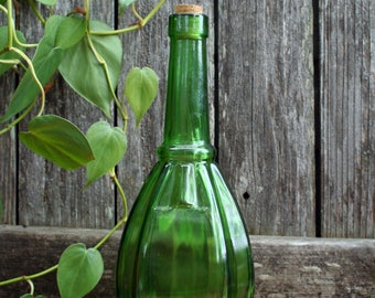 Collectible Green Glass Destilerias Morey Decorative Bottle / Made In Spain