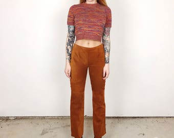 orange suede pants