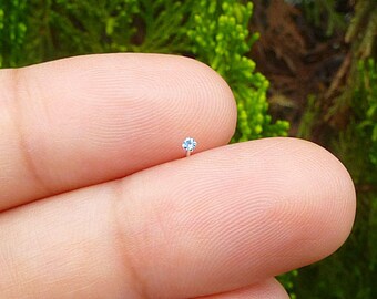 Aquamarine Nose Stud - Sterling Silver 1mm Nose Stud - Nose Piercing - Tiny Nose Stud
