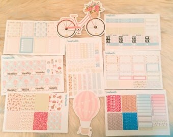 Bicycles and Balloons Weekly Planner Sticker Kit, Balloon Stickers, Bicycle Stickers, Planner Stickers, Perfect for EC Vertical