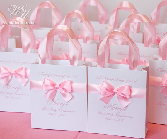 20 First Communion favors Gift Bags with satin ribbon bow and