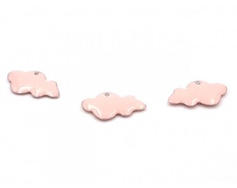 10 enameled charms 25mm pink clouds