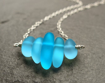 Sea glass necklace, sterling silver, 14k gold filled, turquoise blue, sea glass jewelry, beach glass, something blue, natural jewelry