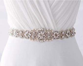 SALE Bridal Belt, Beaded Bridal Belt, Crystal Bridal Belt, Pearl Bridal Belt, Rhinestone Bridal Belt, Bridal Belt Sash / B202